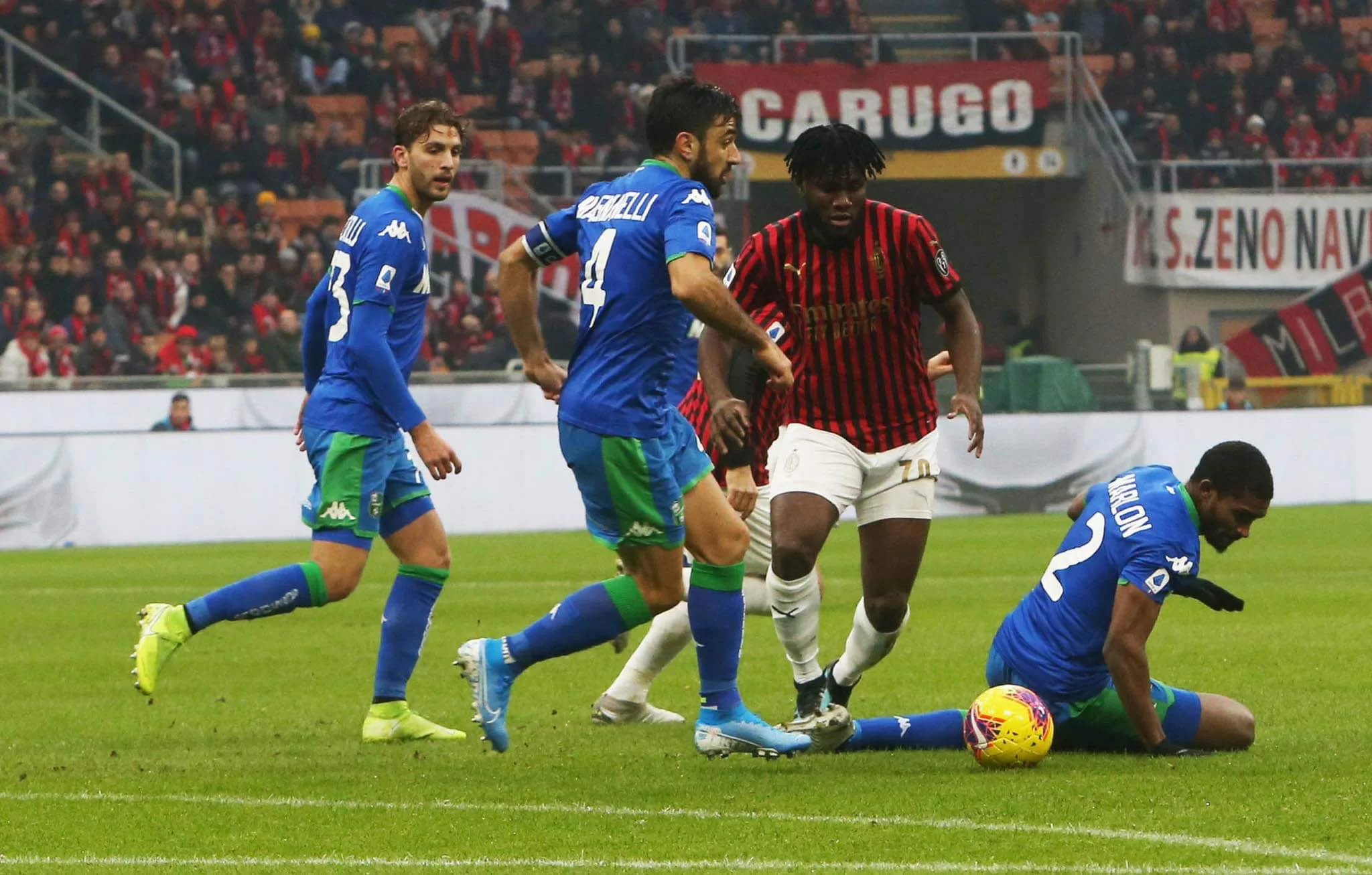 Pegolo e i legni rovinano il compleanno del Milan: il Sassuolo impone le reti bianche a San Siro