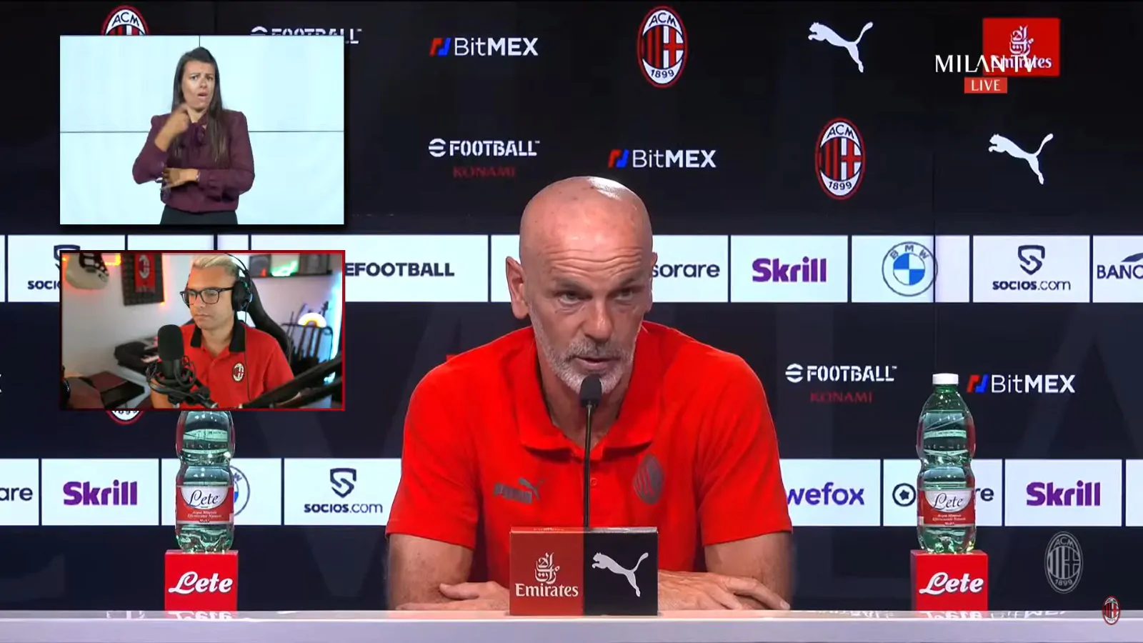 Pioli in conferenza: “Leao è sereno, De Ketelaere può partire titolare”. Poi la scelta su Origi e Giroud