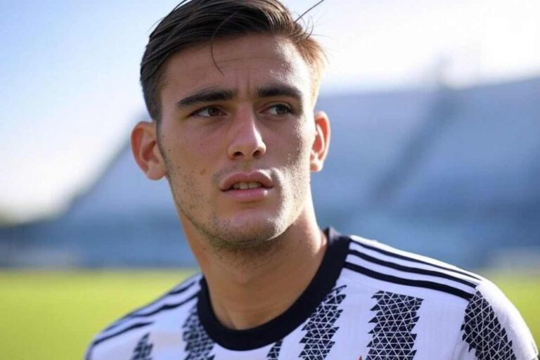 Lorenzo Lucca con la maglia della Juventus (foto Grok)