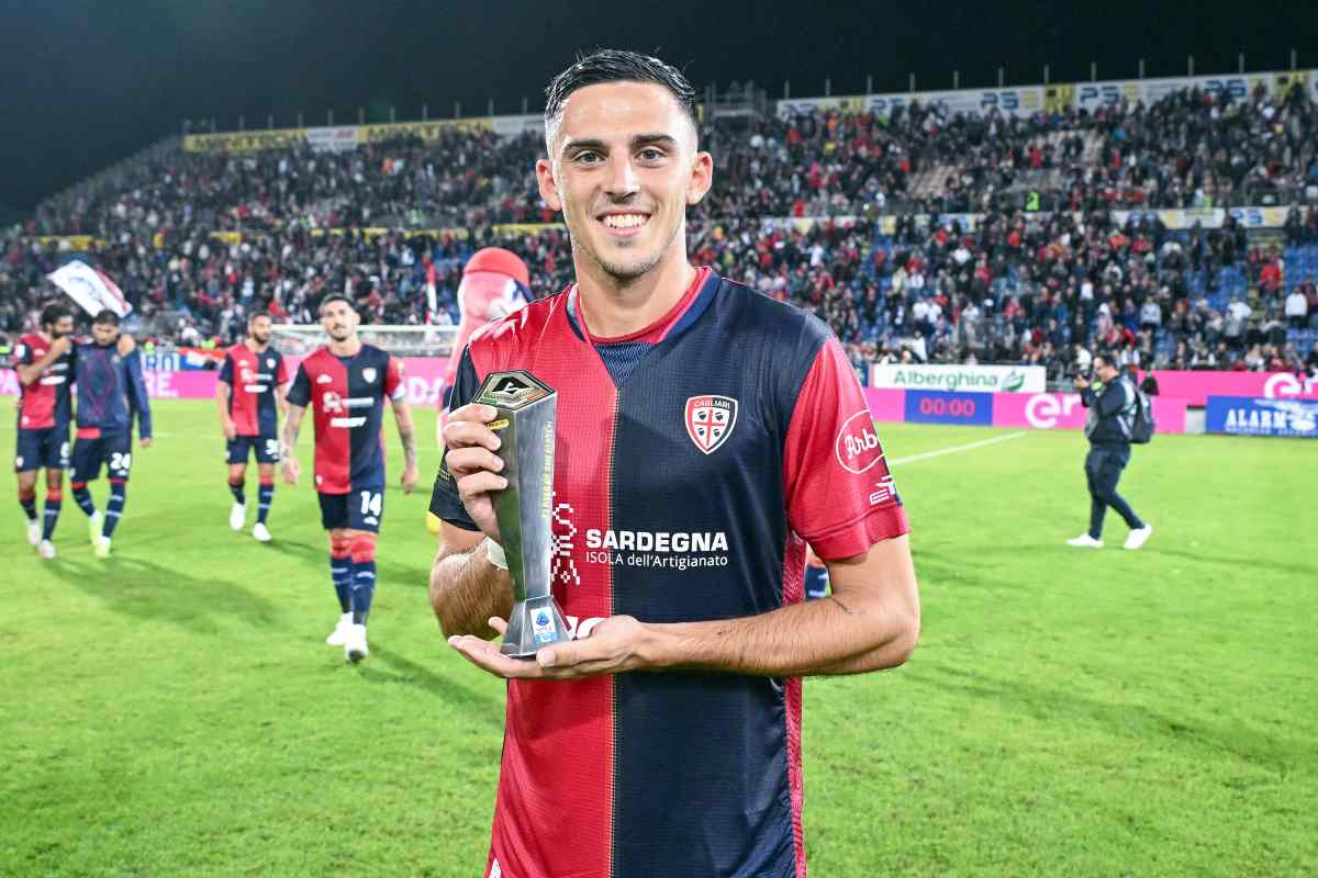 Gabriele Zappa premiato come man of the match in Cagliari-Milan